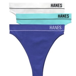 Hanes Womens' Underwear Trio - Blue, White, Aqua Size 2XL